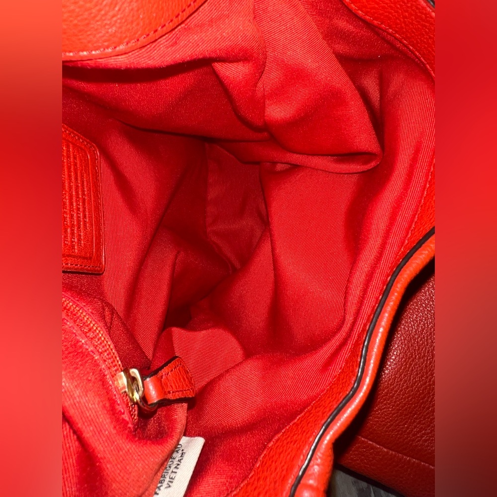 COACH Madison Phoebe Tumbled Cardinal Red Leather 3 Section Shoulder Bag - Picture 12 of 16